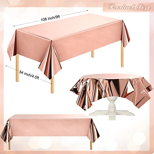 12 Pack Rose Gold Foil Tablecloth Party Rectangular Metallic Table Covers 54 X 108 Inch Shiny Plastic Table Cloths Waterproof Holographic For Christmas Birthday Wedding Anniversary Party Supplies #TOP27