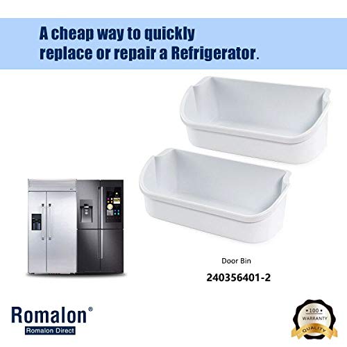 240356401 Door Shelf Bin 2pack For Frigidaire By Romalon Part#240356405 240356406 240356409 891213 AP2116036 PS430121 White Color