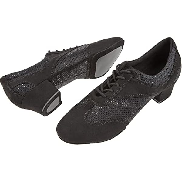 Diamant Scarpe da Ballo Donna 188-134-548 - Microfibra/Glitter Nero - Regolare - 3,7 cm Cuban - Made in Germany