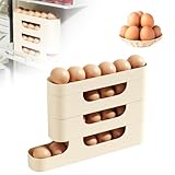 【Eierbehälter Großes Fassungsvermögen】Das 4 stufige Eierregal hat ein erweitertes Fassungsvermögen von etwa 22-30 Eiern. Das Design spart Platz und bietet gleichzeitig ausreichend Lagerkapazität, um den täglichen Bedarf der Familie zu decken.