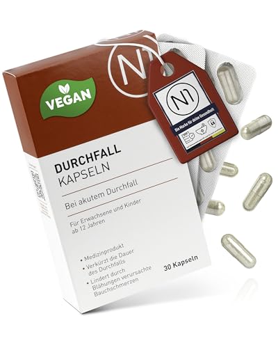 N1 Durchfall Kapseln 30 St. - Medizinprodukt bei akutem - Verkürzt die Durchfalldauer, lindert Bauchschmerzen & die Behandlung