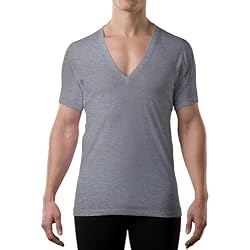 Men's Sweatproof Undershirt - Cotton Deep V Neck - Original Fit - with Sweat Pads