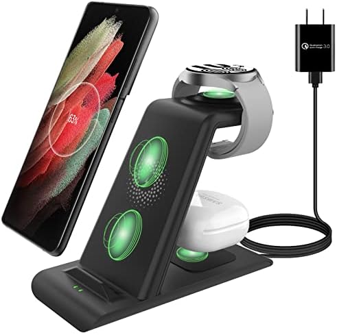 Upgraded Wireless Charging Station Compatible for Samsung Wireless Charger Magnet Galaxy Watch 5 Pro/4/3 Active 2/1 Galaxy S23/22/S21/S20/S10/e/Note 20/10/9/Z Flip 4/3 Fold 4/3 Galaxy Buds2 Pro/Live