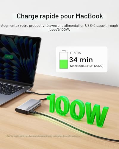 Belkin Adaptateur USB-C multiport 4-en-1 (avec 4K HDMI, Typ-C PD, Pass-Through de 100 W, 2 ports USB-A, pour MacBook Pro, MacBook Air, iPad Pro, XPS, etc.)