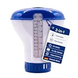 Aquakern Dosierschwimmer mit Thermometer 20G [mit DOSIERFUNKTION & SICHERHEITSVERSCHLUSS] - Schwimmer für Chlortabletten | Chlordosierer für Pools & Whirpools