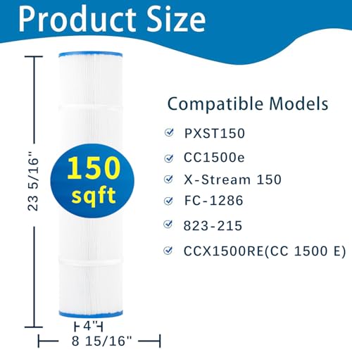 Savener® C-8316 Pool Filter Cartridge, Replaces Hayward CCX1500RE, X-Stream 150, CCX1500-RE, X-Stream CC1500, PLFPXST150, PXST150, FC-1286, HF8316-01, 817-0150n, 817-0150P, 150 Sq. Ft, 1 Pack by Savener - Used condition - Image 2