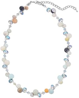 BULINLIN Short Beaded Pearl Necklace for Women, Silver Handmade Statement Necklace with Crystal Beads Fashion Jewellery Birthday Gifts for Her