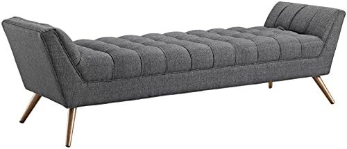 Modway Response Upholstered Fabric Bench in Gray