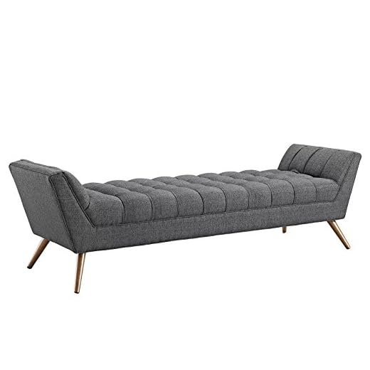 Modway Response Upholstered Fabric Bench in Gray
