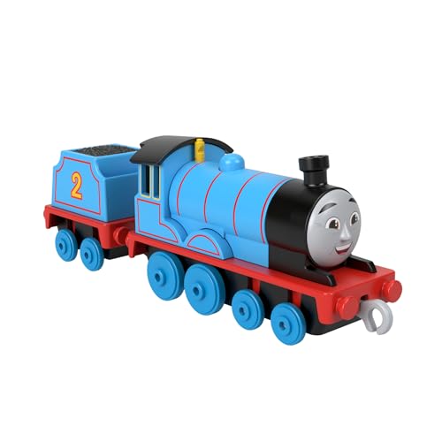 Fisher-Price Thomas y Sus Amigos Locomotora Edward, Tren de Juguete Azul con 1 vagón de Carga y Conectores, Compatible con Las Pistas de vías, Juguete Regalo para niños y niñas +3 años, HTN29