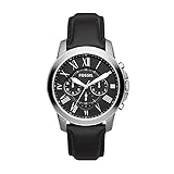Fossil Men's Grant Quartz Stainless Steel and Leather Chronograph Watch, Color: Silver, Black (Model: FS4812IE)