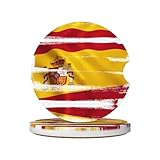 Poezjzw Posavasos para coche, diseño de bandera de España, 2 unidades, 6,5 cm, piedra de cerámica y base de corcho, adecuados para portavasos de coches, SUV y camiones