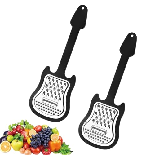 2 Pack Cheese Grater Creative Guitar Shaped Handheld Food Zest Grater Stainless Steel Cheese Shredder for Kitchen Tools, Black