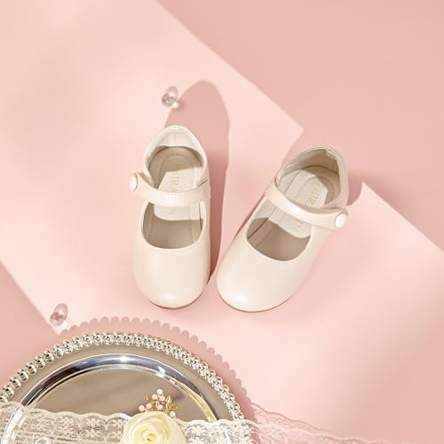 PHIRAMIN Toddler Flower Girl Beige Dress Shoes Size 13 - Little Girl Ballet Flats for Wedding by PHIRAMIN - Image 2