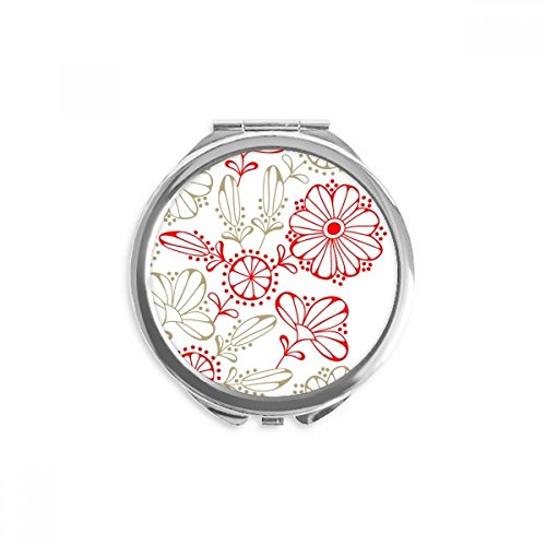 Miroir de poche décoratif fleurs rouges pour retouches maquillage