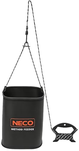 NECO Eva Falt-Eimer 8L mit 3 m Seil – 20x20x20 cm | Wasserdichter Klapp-Eimer für Angeln, Outdoor & Camping | Leicht, faltbar & robust | Schwarz mit Logo