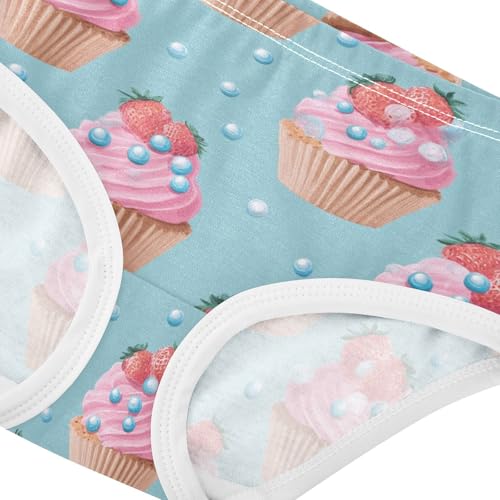Wusikd Pink Strawberries Girls' Underwear Cotton Cupcakes Girls Briefs Soft Toddler Underwear 2T4