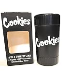 AIRTIGHT STORAGE STASH CONTAINER WITH GRINDER AND LED LIGHT MAGNIFYING JAR (BLACK)