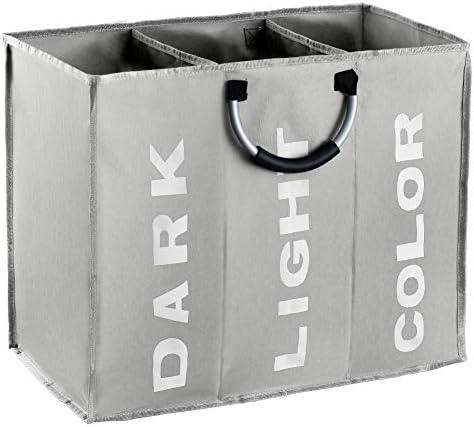 IHOMAGIC Single Polyester Portable Laundry Bag, Collapsible Laundry Hamper with Aluminum Handles, Foldable Clothes Bag, Large Washing Storage Bag Bin. L33*H53*W23cm (Black)