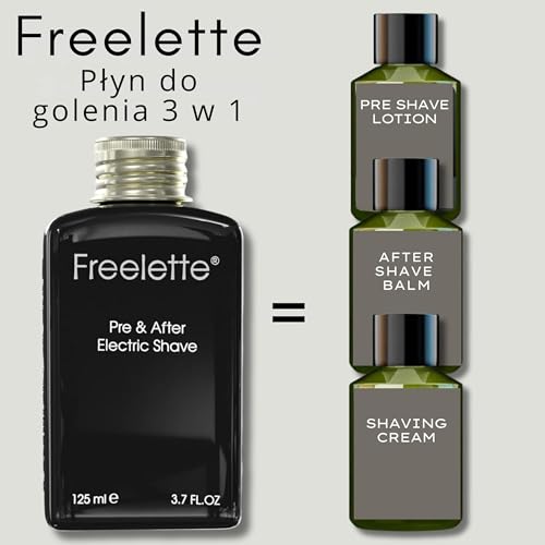 Elektryczny balsam do golenia - przed goleniem i po goleniu - golenie twarzy i ręczne - Pielęgnacja golenia elektrycznego - Przed goleniem - Po goleniu - żel do golenia - Freelette (125 ml, Lemongrass)