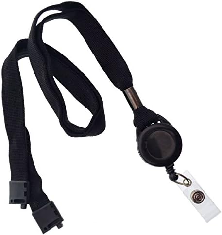 5 Pack - Comfort Black Breakaway Lanyard & Retractable Badge Reel Combo by Specialist ID