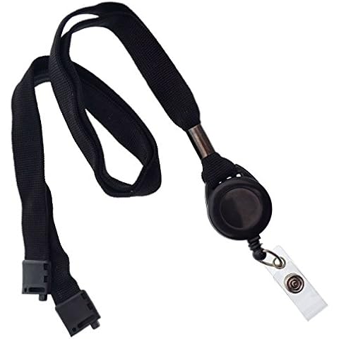 Specialist ID 5 Pack - Comfort Black Breakaway Lanyard & Retractable Badge Reel Combo Cover