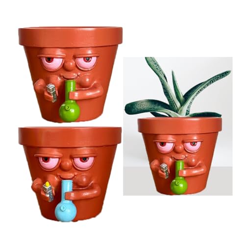 Pure Compression 2 Pack Extra Large Smoking Planter Pot for Succulents - Cool Plant Pots Stoner Gifts for Men - Fun Garden Succulent Pot