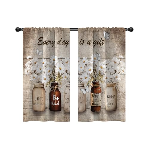 EOVDSFW Farmhouse Floral Kitchen Curtains, Small Tiers, 27.5 x 39 Inch