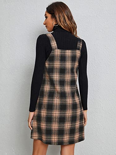 Milumia Women'S Casual Plaid V Neck Sleeveless Overall Pinafore Dress With Pocket Multicolor Small thumb #1