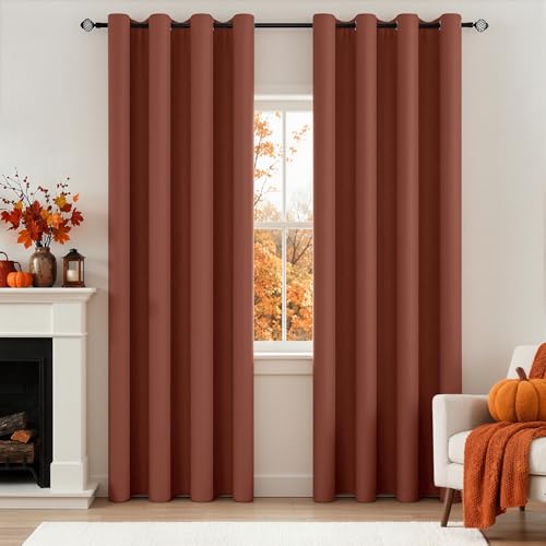 Image of MIULEE Caramel Blackout Bedroom Curtains Drapes 84 Inch Long 52 inchx84 inch | Grommet Top, Room Darkening Window Drapes, Privacy Protection, Thermal Insulated, Heat Blocking, Light Blocking