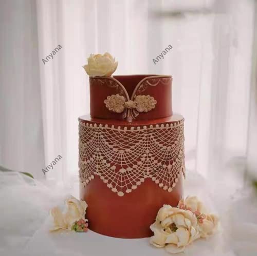 Anyana Sugar Tassel Jewel Pearl Dangle Edible Cake Silicone Fondant Scallop Impression Lace Mat Cake Decorating Mold Gum Paste Cupcake Topper Tool Icing Candy Imprint Baking Moulds Sugarcraft Trimming #TOP4