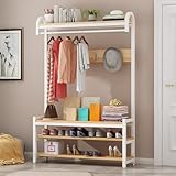 Zapatero de 3 niveles, estante de almacenamiento de entrada con marco de metal ajustable para dormitorio, apartamento u hogar, elegante y ahorra espacio para zapatos y accesorios