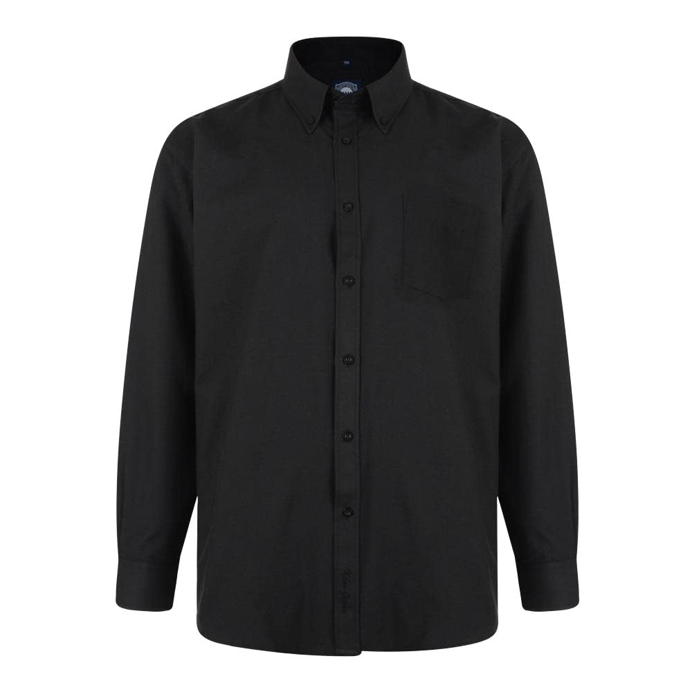 Kam Long Sleeve Shirt for Men Plain Casual Office Wedding Business Basic Button Up Black 5XL