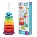 Ollie & Olive learn & play Spinning Toy Rainbow Spinning Stacking Tower - Stacking Toy for Toddlers