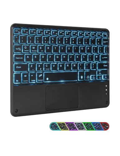 Nsyee Backlit Universal Wireless Keyboard With Touchpad, Bluetooth Compact Wireless Rechargeable Portable Keyboard for iPad/Samsung/Tablet/iOS/Android/Windows, UK Layout