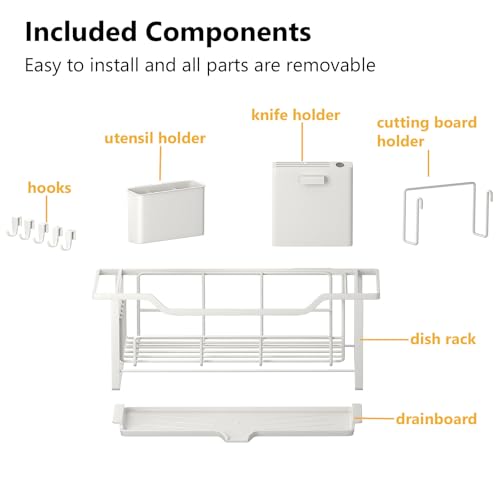 AIDERLY Narrow Dish Drying Rack for Kitchen Counter Compact Auto Drain Iron Dish Drainer with Removable Cutlery Basket, Black by AIDERLY - Image 5