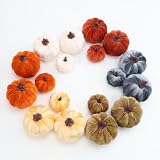 18Pcs Velvet Mini Pumpkins Faux Pumpkin Decorations for Fall Decor