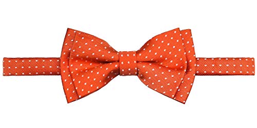 Retreez Boy's Suspender Bow Tie Set With Dual Color Mini Polka Dots Woven Microfiber Pre-Tied Boy's Bow Tie - Orange Bow Tie With Black Suspender - 4-7 Years #TOP1