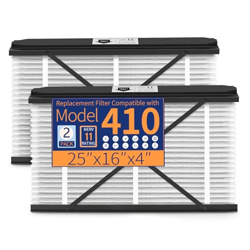 ZOLTRIXA 410 Replacement Filter Compatible with AprilAire Air Purifier Models 1410 1610 2410 2416 3410 4400, Merv 11 Whole House Furnace Filters 16×25×4, 2-Pack