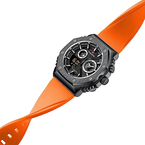Naviforce Men Dual Display Analog Digital Watch Multifunctional Military Quartz Wrist Watches Sport Waterproof Silicone Band #TOP2