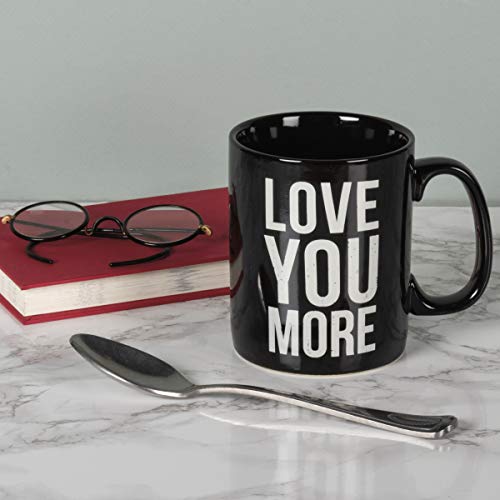 Primitives By Kathy Black And White Stoneware Coffee Mug, 20-Ounce, Love You More #TOP2