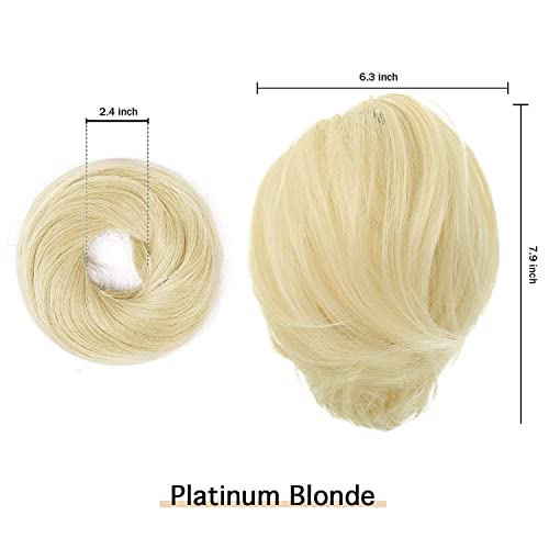 Barsdar Hair Bun Ponytail Extension, Straight Synthetic Hairpiece Fully Short Ponytail Bun Extensions Hair Accessories Elastic Easy Scrunchie For Women (Ash White) #TOP1