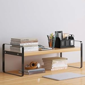 BGERSAL 卓上棚 デスクラック 一段/二段/三段 机上棚 奥行20cm デスク上収納ラック 幅30/40/50cm 卓上収納棚 デスクシェルフ デスク上置棚 白 黒 簡単組立 スペース活用 おしゃれ (1段-幅50cm,D)