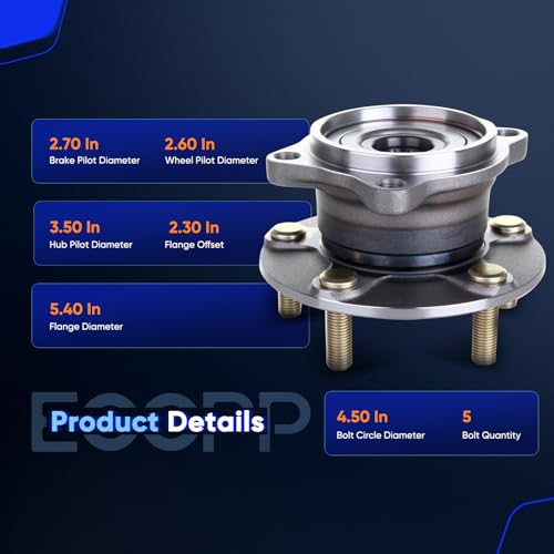 ECCPP Replacement For Wheel Bearing Hub 512291 For Mitsubishi Endeavor 2004-2008 AWD Hub Bearing Assembly Rear Axle 5 Lugs by ECCPP - Image 4
