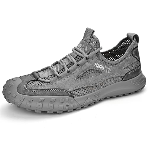 Abborora Men's Slip on Walking Shoes Lightweight Breathable Non Slip Casual Hiking Shoes Fashion Sneakers for Men (Gray,9.5)