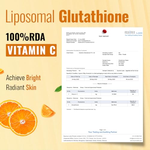 Image of CUREFOREVER Glutathione Effervescent Tablets, 40 Tablets with Vitamin C, Liposomal Glutathione 500mg for Antioxidant Support, Skin Glow & Radiance Support, Detox Support
