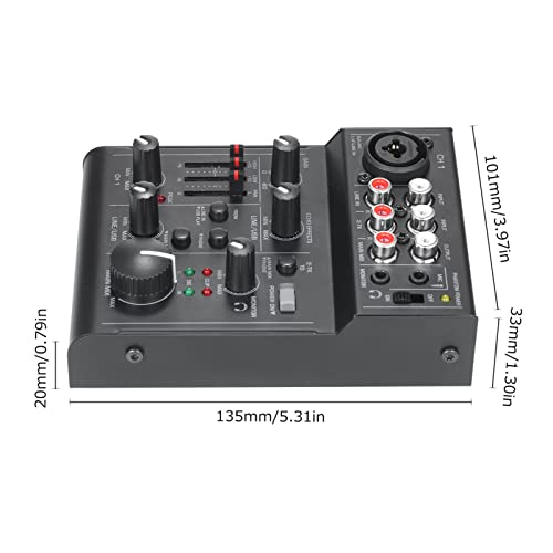 XIBANY Mixer de áudio compacto de 5 canais Console de mixagem de som Interface de áudio USB EQ de 2