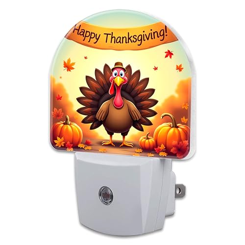 Image of Thanksgiving Turkey Night Light Plug into Wall, Fall Autumn Pumpkins Harvest Dusk to Dawn Night Light,0.5w Energy Saving Sleep Friendly Nightlights for Kids Boys Girls Home Decor