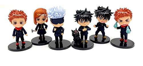 Image of Trunkin Jujutsu Kaisen Action Figures 6 Pcs Set 10 cms Rubber Figure | (Set B) Itadori Yuji Fushiguro Megumi Action Figure Gojo Satoru | Model Anime Toys Figurine,Multicolor