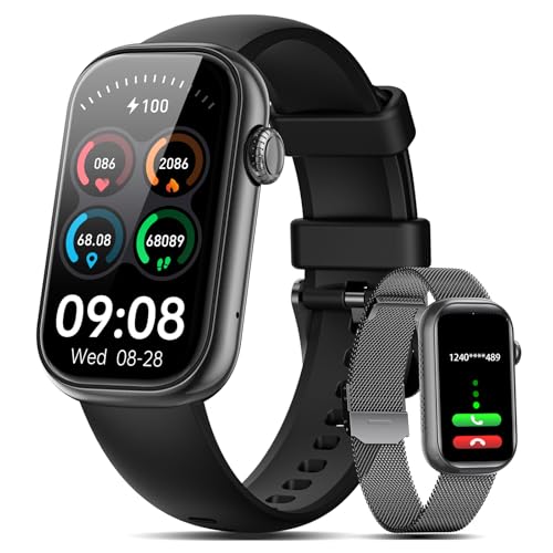 Smartwatches displaying fitness metrics and call notifications, featured in a guide on must-have wearables for adults in 2025.